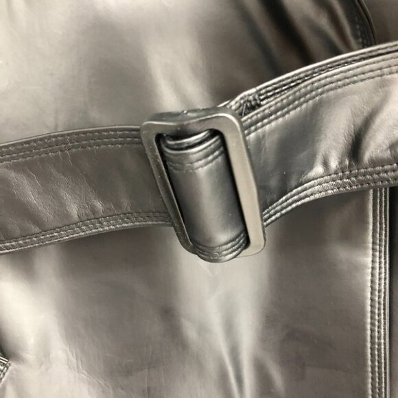 Nancy Lord Couture Vancouver Black  Double Breasted Leather Trench Coat - Picture 9 of 16